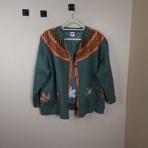 Hanes Fall Leaves Button-up Cardigan Sweatshirt Size XL